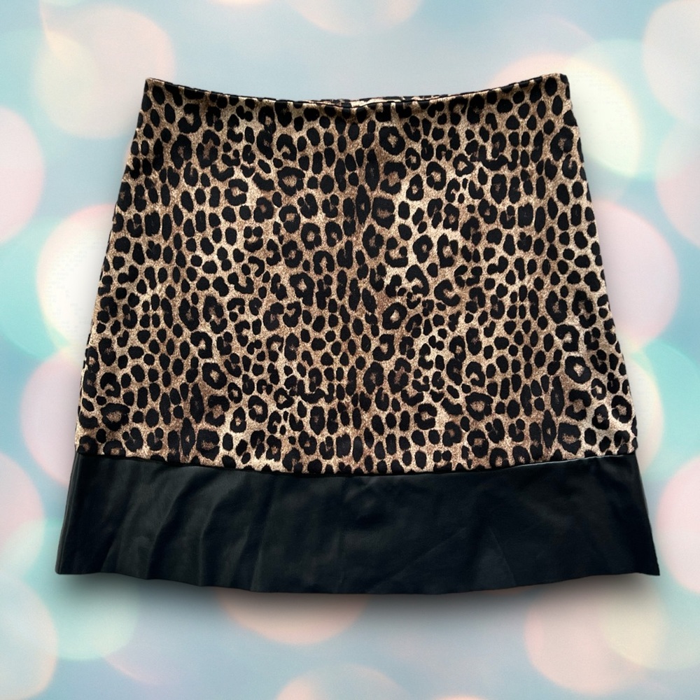 Michael Kors Women’s Black Leopard Print Skirt Size L - Picture 2 of 6